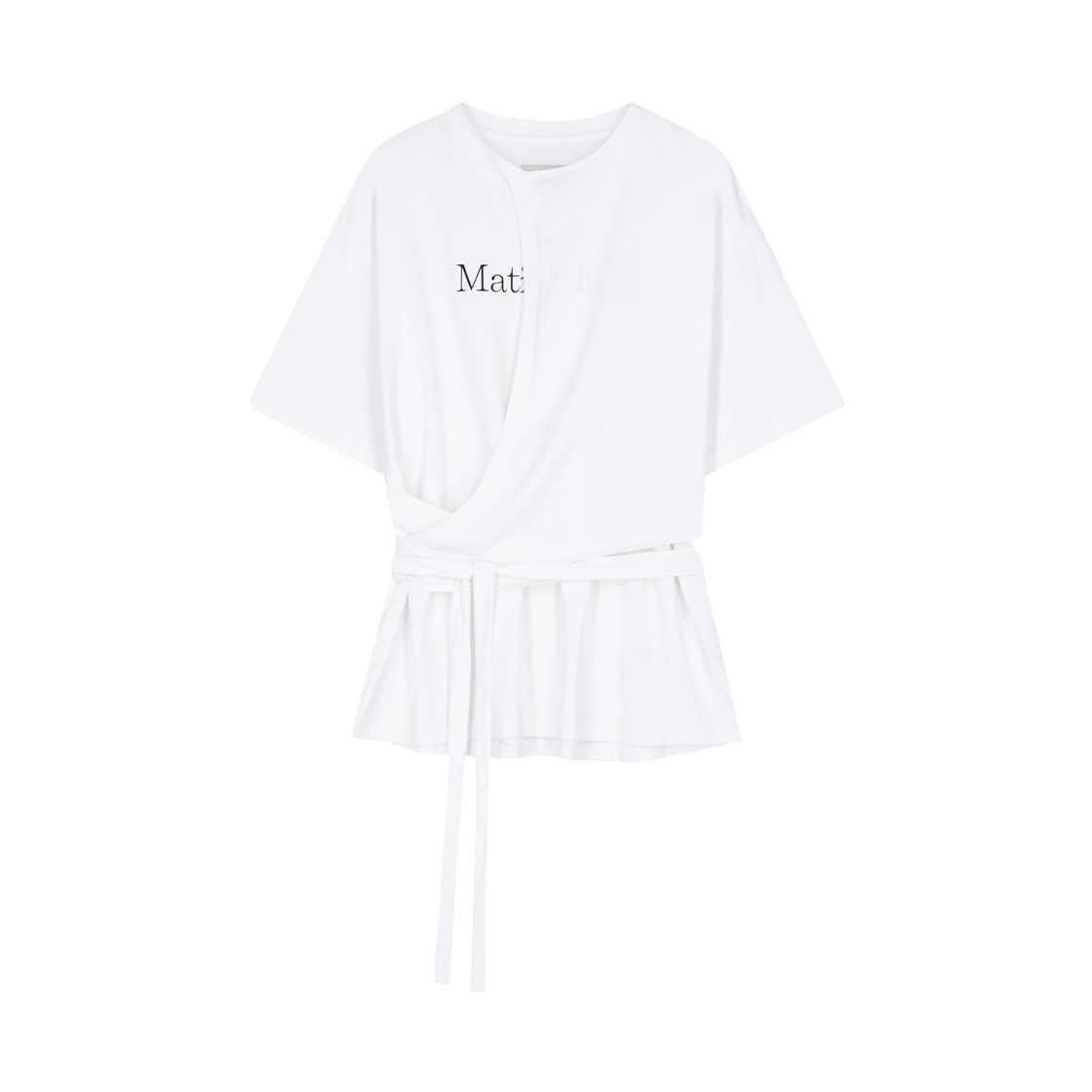 MK2634TS019MWH (W) Matin Kim Tie Detail Draped Logo Top In White