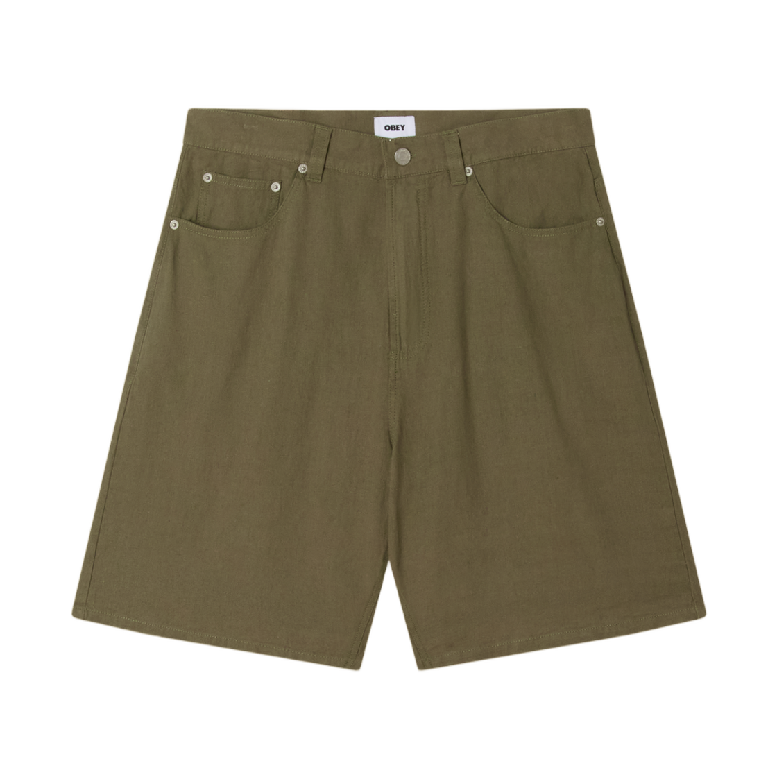 오베이 배기 리넨 데빈 쇼츠 스모키 올리브(Obey Baggy Linen Devin Shorts Smokey Olive)