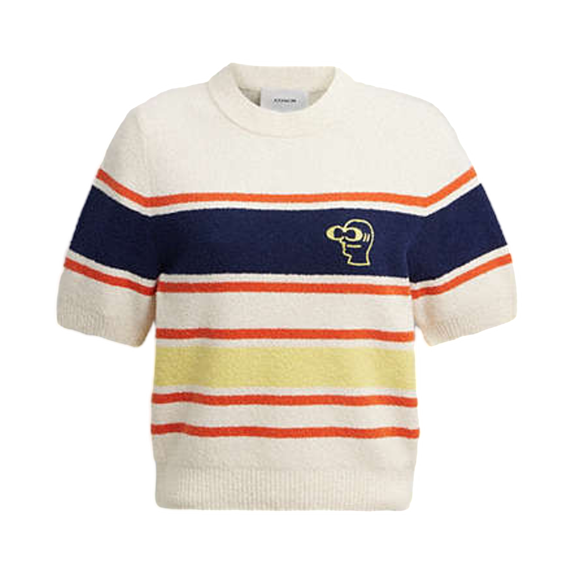 (W) 코치 x 브레인 데드 스트라이프드 니트 탑 크림 멀티((W) Coach x Brain Dead Striped Knit Top Cream Multi) - 1
