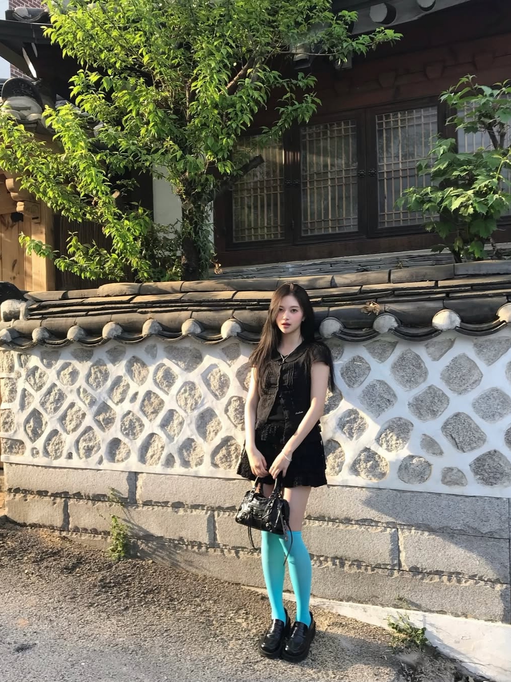 Rosefrantz See-through Pleat Short Sleeved Blouse [Black], Rosefrantz CanCan Ribbon Mini Skirt [Black] 착용 스타일 - 6