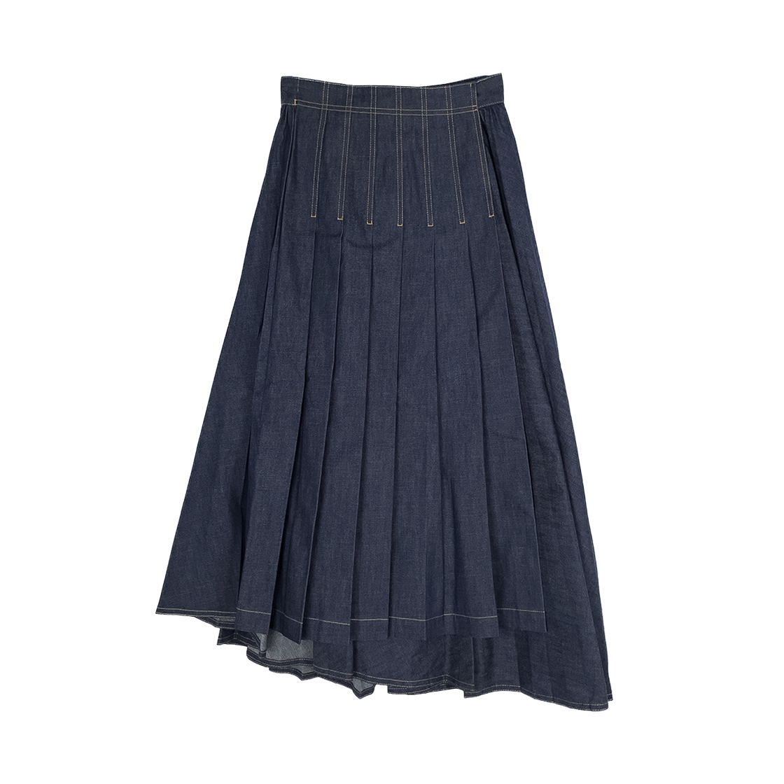 디올 플리츠 데님 롱 스커트 36 블루 (6ET0886)(Dior Pleated Denim Maxi Skirt Blue)