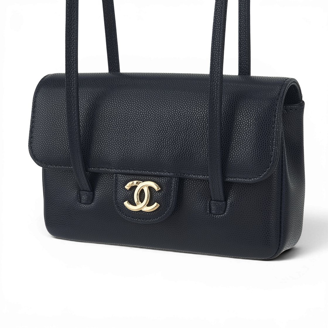 샤넬 레더 스트랩 클러치 그레인드 샤이니 카프스킨 & 골드 메탈 다크 블루(Chanel Clutch with Leather Strap Grained Shiny Calfskin & Gold Dark Blue) - 4
