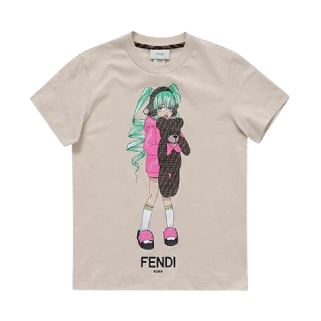 (키즈) 펜디 코튼 티셔츠 베이지((Kids) Fendi Cotton T-Shirt Beige)