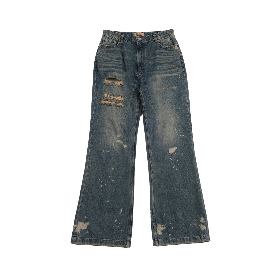 kh-001 Khak. Flared Jeans In Washed Denim Rust