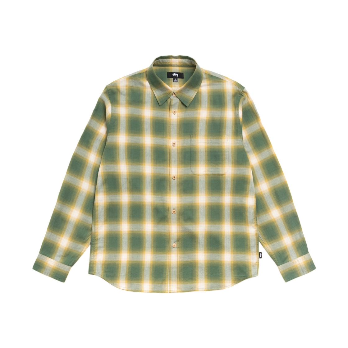 1110391 Stussy Beach Ombre Plaid Shirt Green