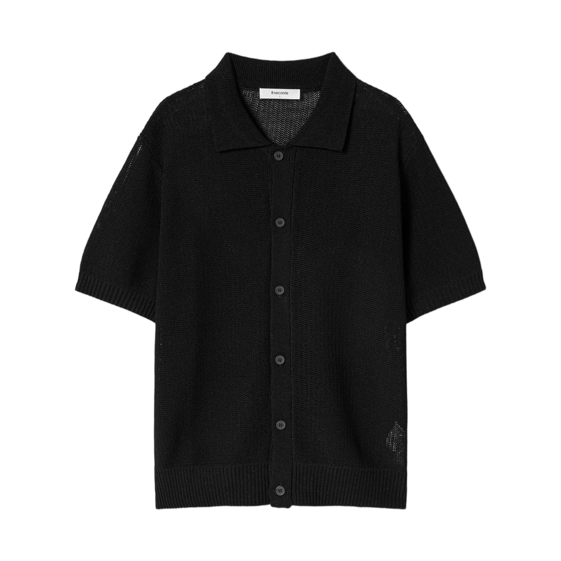 에잇세컨즈 코드 얀 칼라 넥 숏슬리브 가디건 블랙(8seconds Cord Yarn Collar Neck Short Sleeve Cardigan Black)