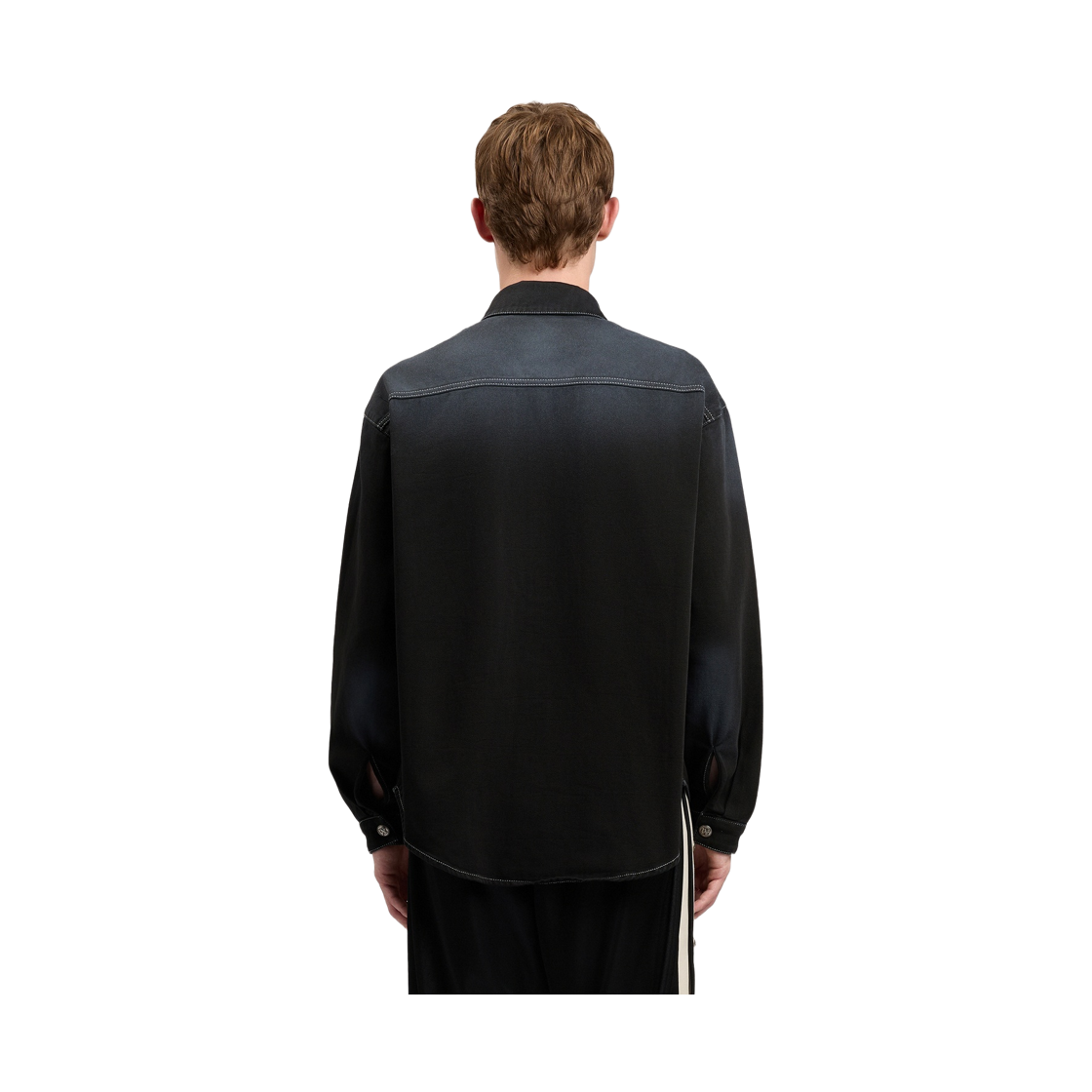 팜엔젤스 클래식 로고 루즈 데님 셔츠 - 블랙 오프 화이트(Palm Angels Classic Logo Loose Dnm Shirt - Black Off White) - 4