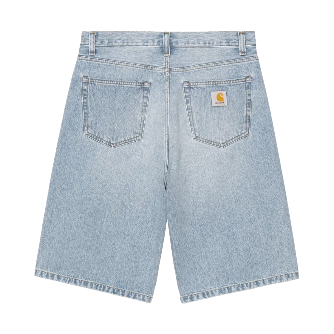 I036587-01-WU Carhartt WIP Langdon Shorts Blue Heavy Worn Bleached