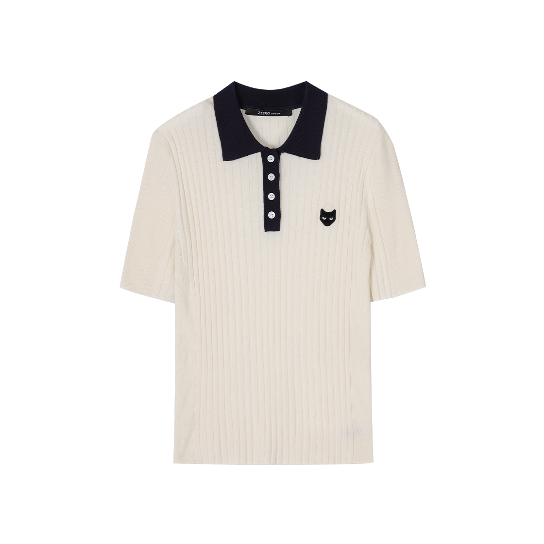 WI3KT858IV (W) SONGZIO ZZERO Panther Ribbed Collared Knit Ivory