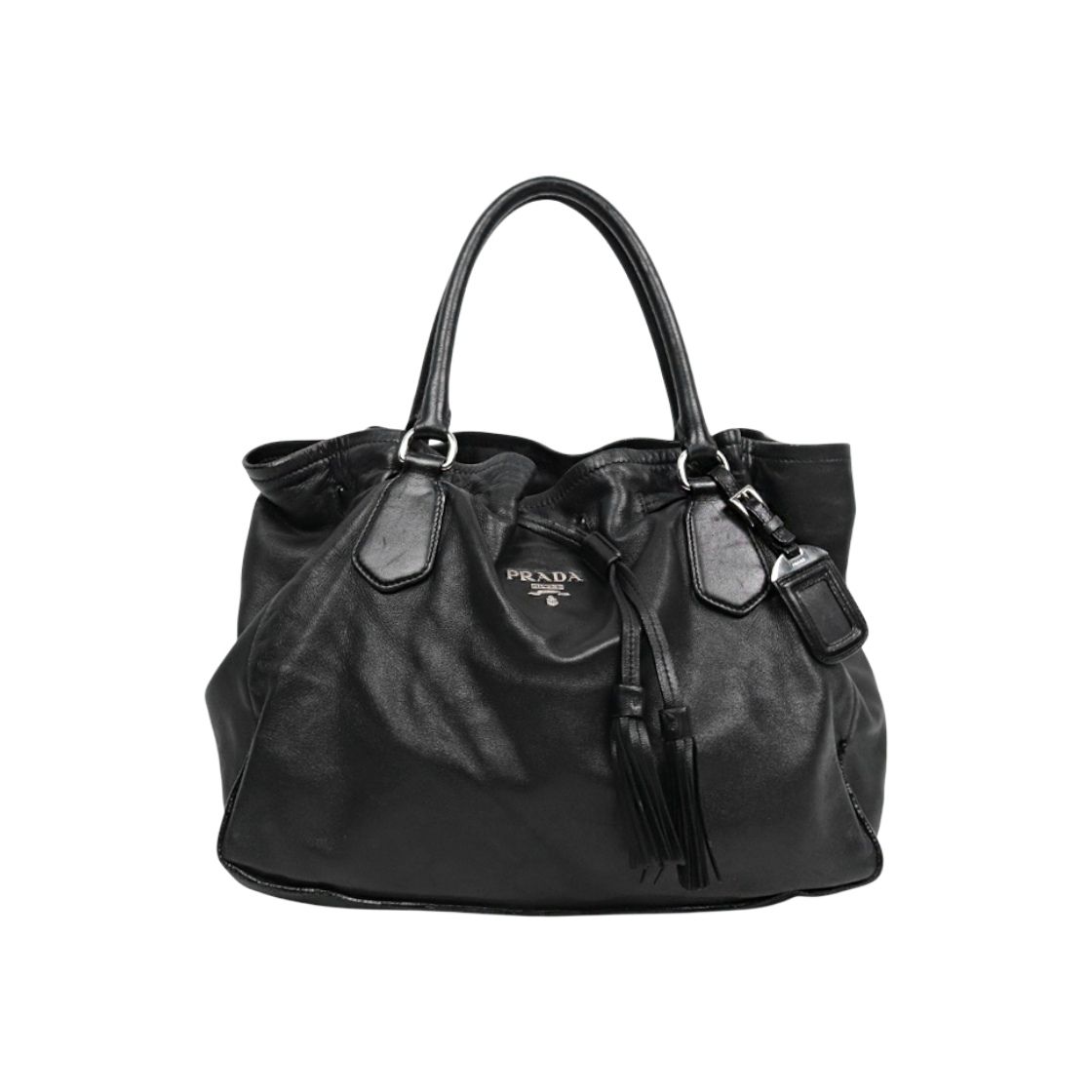 프라다 블랙 레더 테슬 쇼퍼백 C-A57782(Prada Black Leather Tassel Shopper Bag C-A57782)
