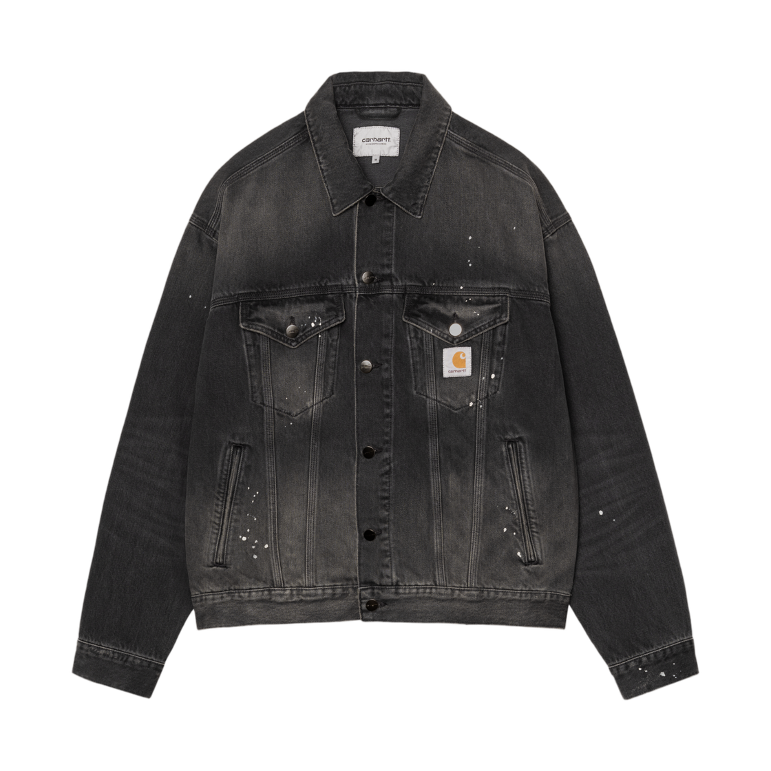 I033352-89-EJ Carhartt WIP Helston Jacket Black Destroy Wash Splatter