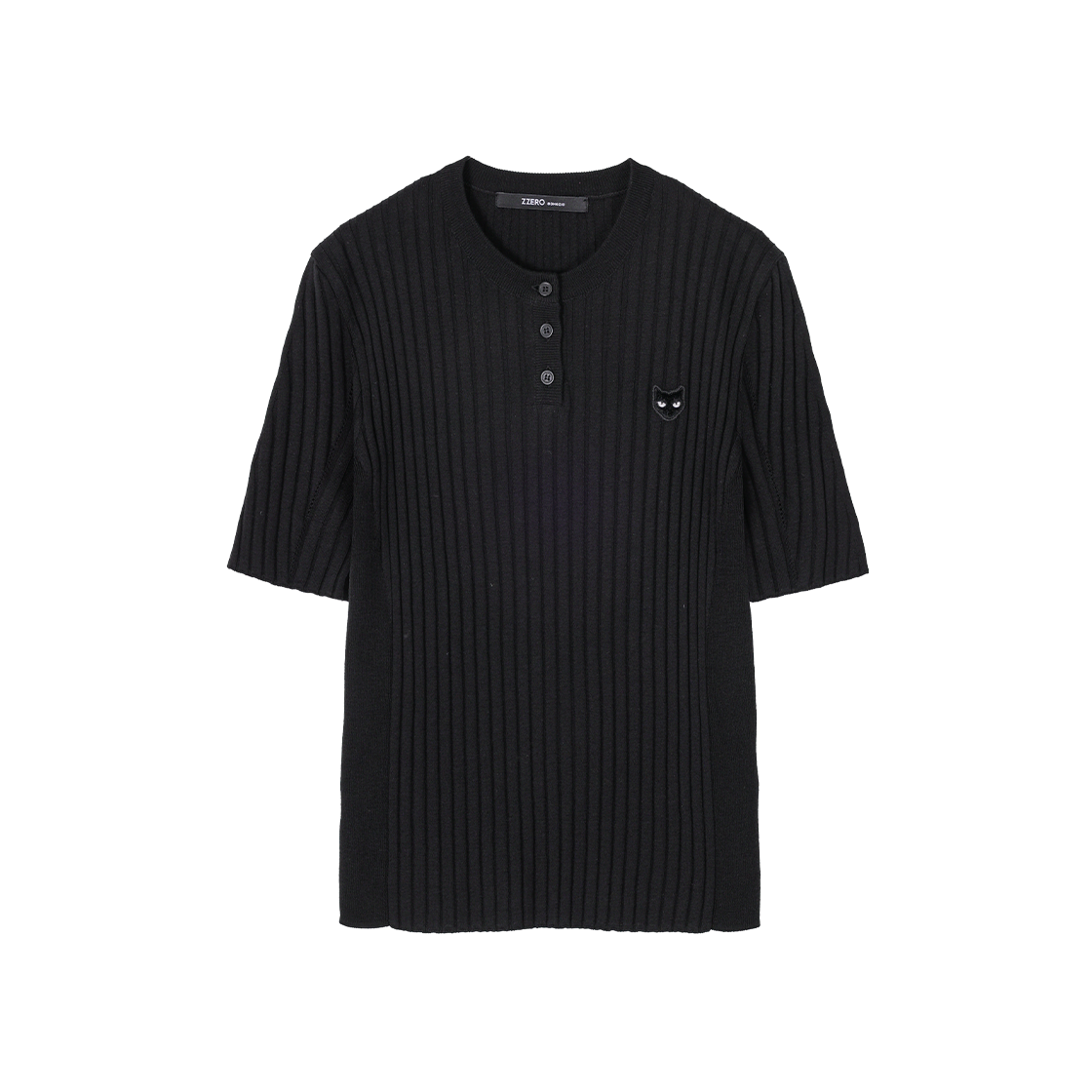 WI3KT854BK (W) SONGZIO ZZERO Panther Ribbed Henley Knit Black