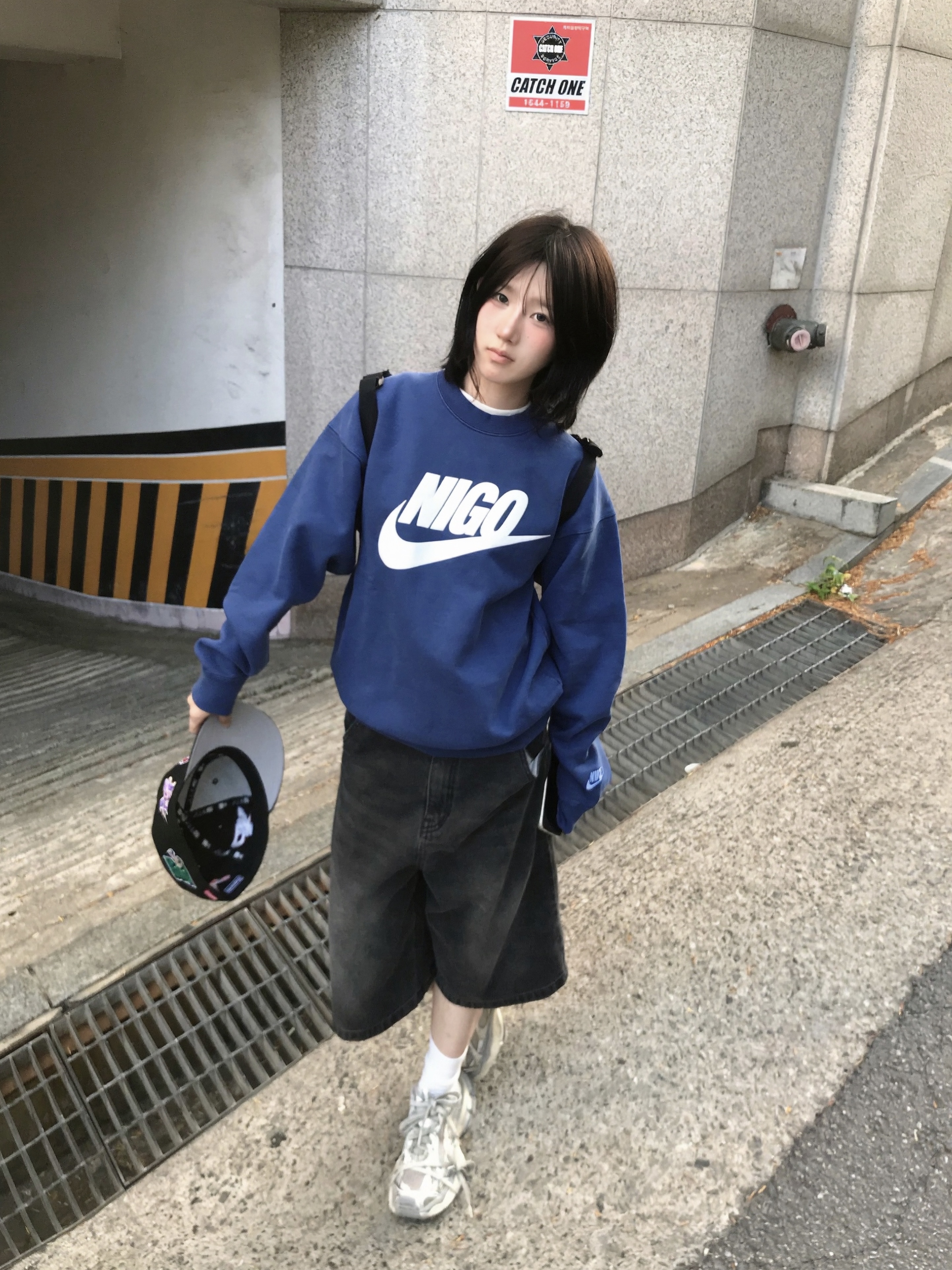 Nike x Nigo Fleece Crewneck Sweatshirt Blue Void (FV5941-492), Nike x Nigo Fleece Crewneck Sweatshirt Blue Void - Otsumo Plaza Exclusive(FV9542-492) 착용 스타일 - 3