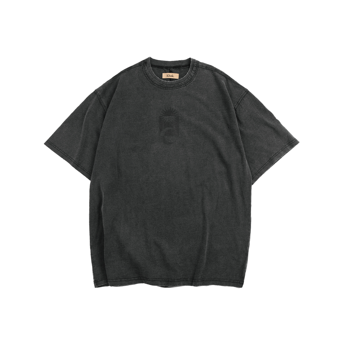 kh-005 Khak. Symbol Print T-Shirt Washed Black