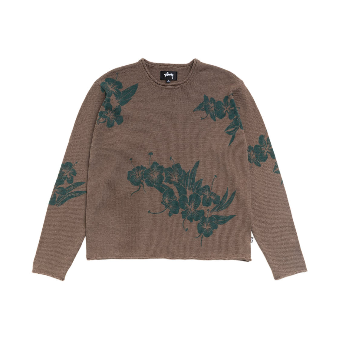 117295 Stussy Floral Roll Neck Sweater Brown