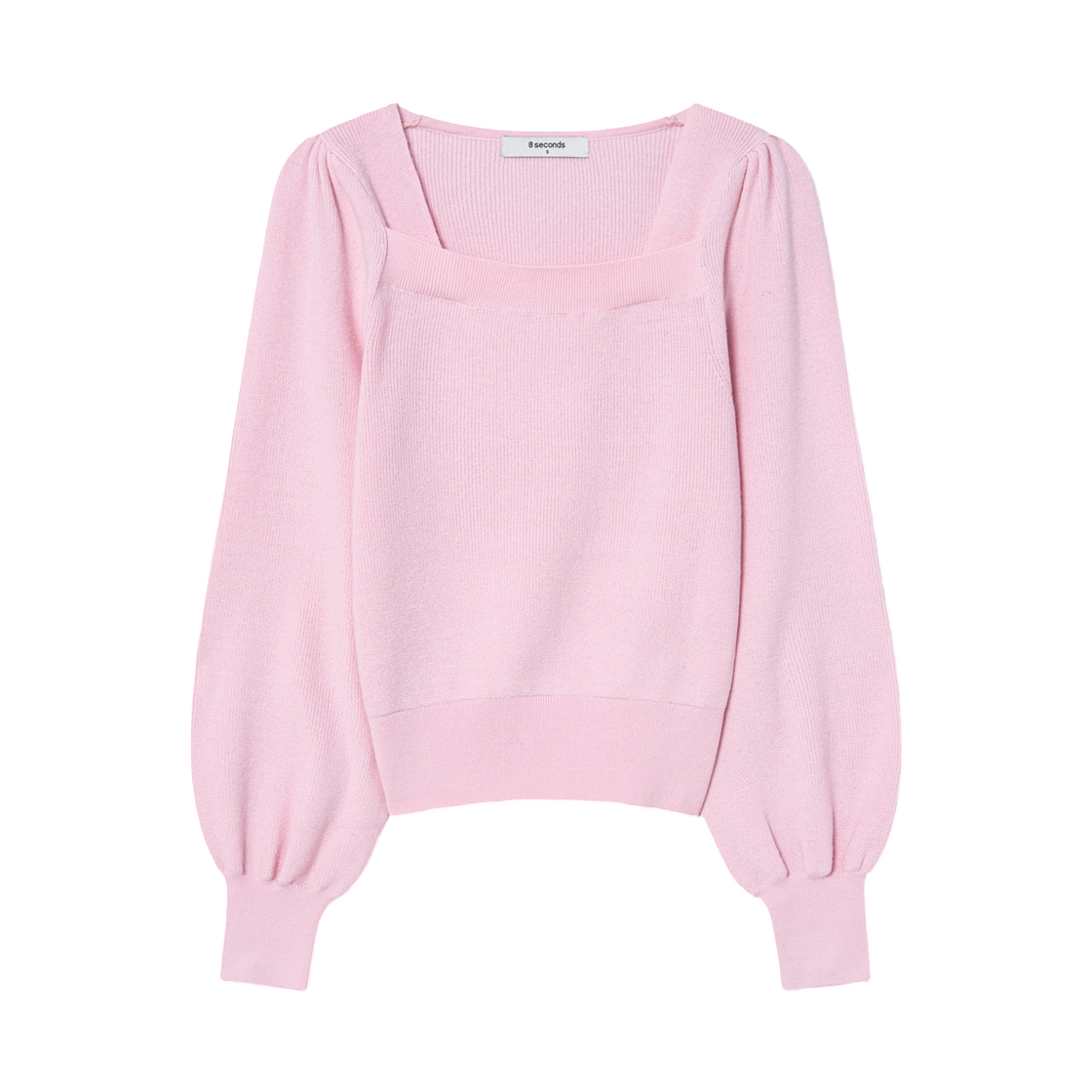 (W) 에잇세컨즈 스퀘어넥 볼륨 소매 풀오버 라이트 핑크((W) 8seconds Square Neck Volume Sleeve Pullover Light Pink)