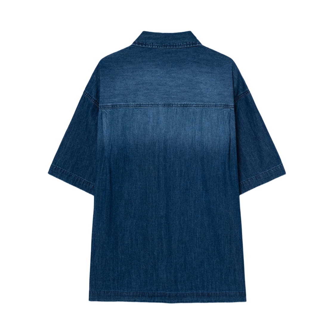 에잇세컨즈 워싱 텍스쳐드 데님 숏슬리브 셔츠 블루(8seconds Washing Textured Denim Short Sleeve Shirt Blue) - 2