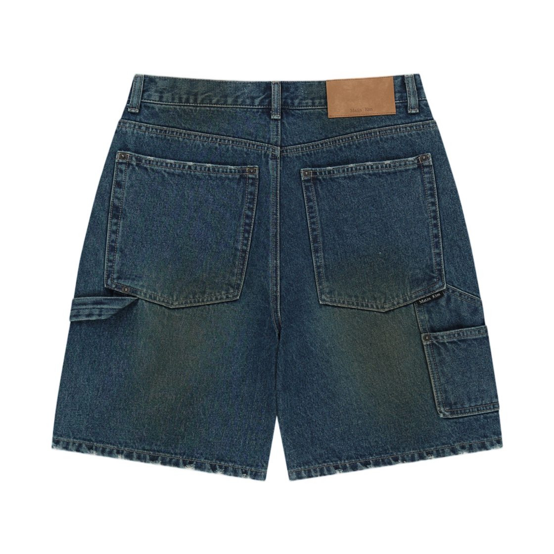 (W) 마뗑킴 카펜터 버뮤다 데님 팬츠 블루((W) Matin Kim Carpenter Bermuda Denim Pants In Blue) - 2