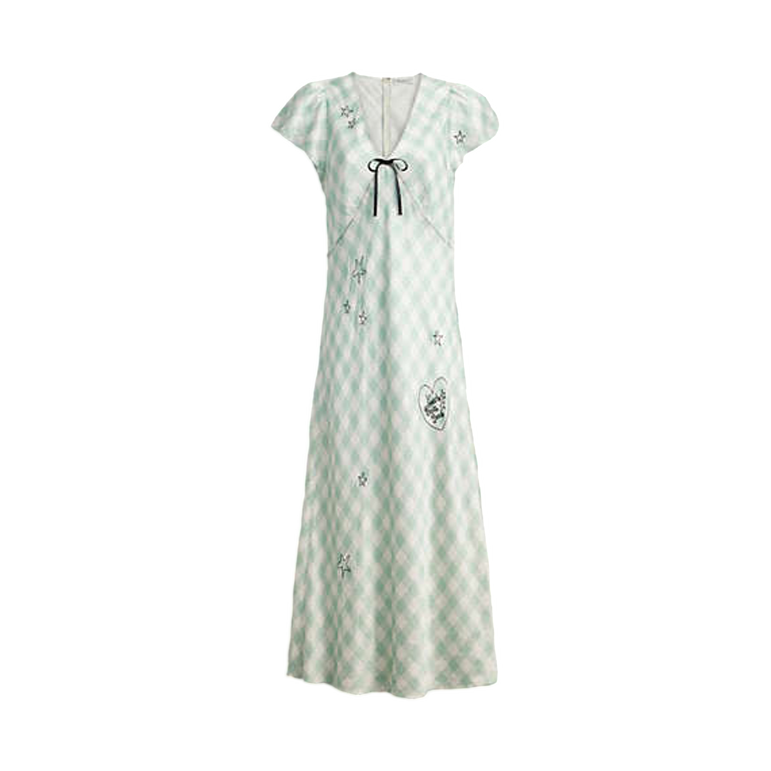 (W) 코치 x 브레인 데드 자수 깅엄 드레스 라이트 그린((W) Coach x Brain Dead Embroidered Gingham Dress Light Green)