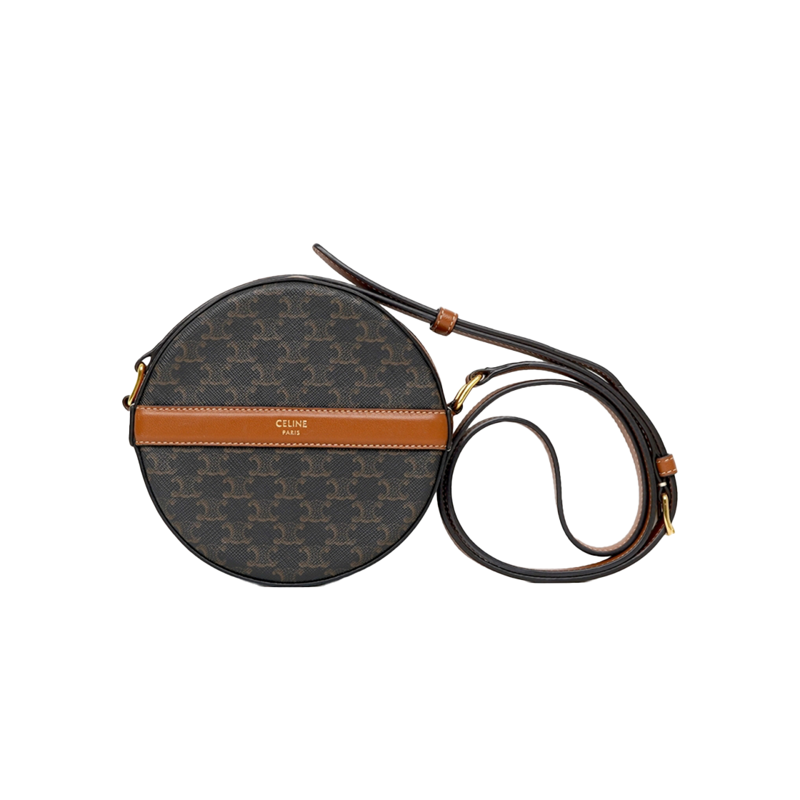 ITVDA9PMVHUP Celine Triope Round Pulse Crossbody Bag 10G342CAM