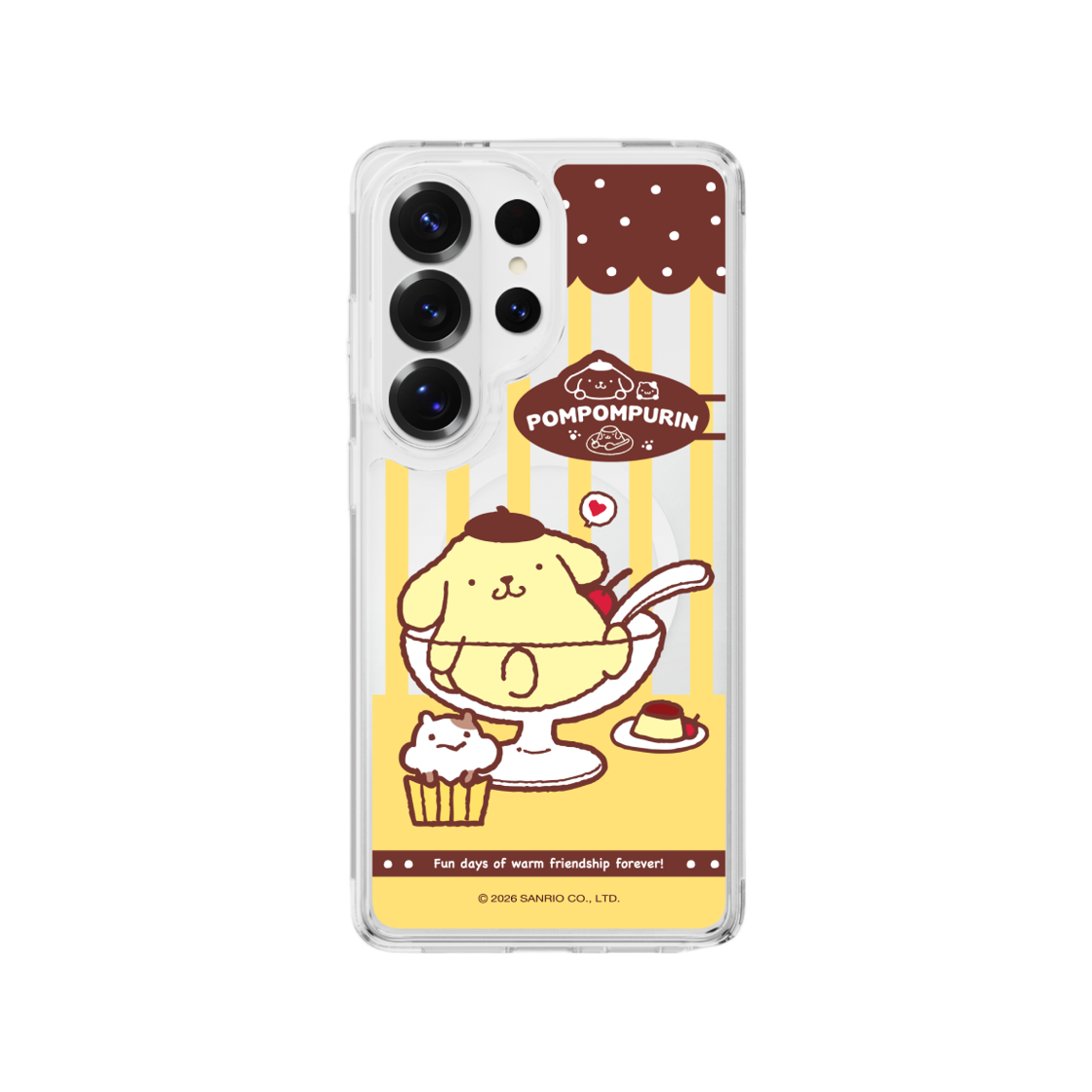 폼폼푸린 카페 스타일 클리어 마그넷 케이스 for Galaxy S26 Series(POMPOMPURIN Cafe Style Clear Magnet Case for Galaxy S26 Series)