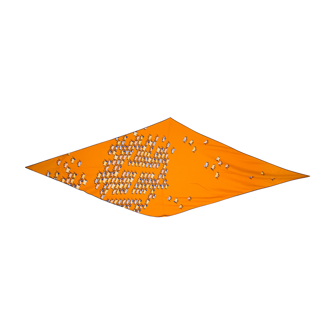 ITPL5IWVC2I8 Hermes The Parade Scarf in Orange & Marine & John
