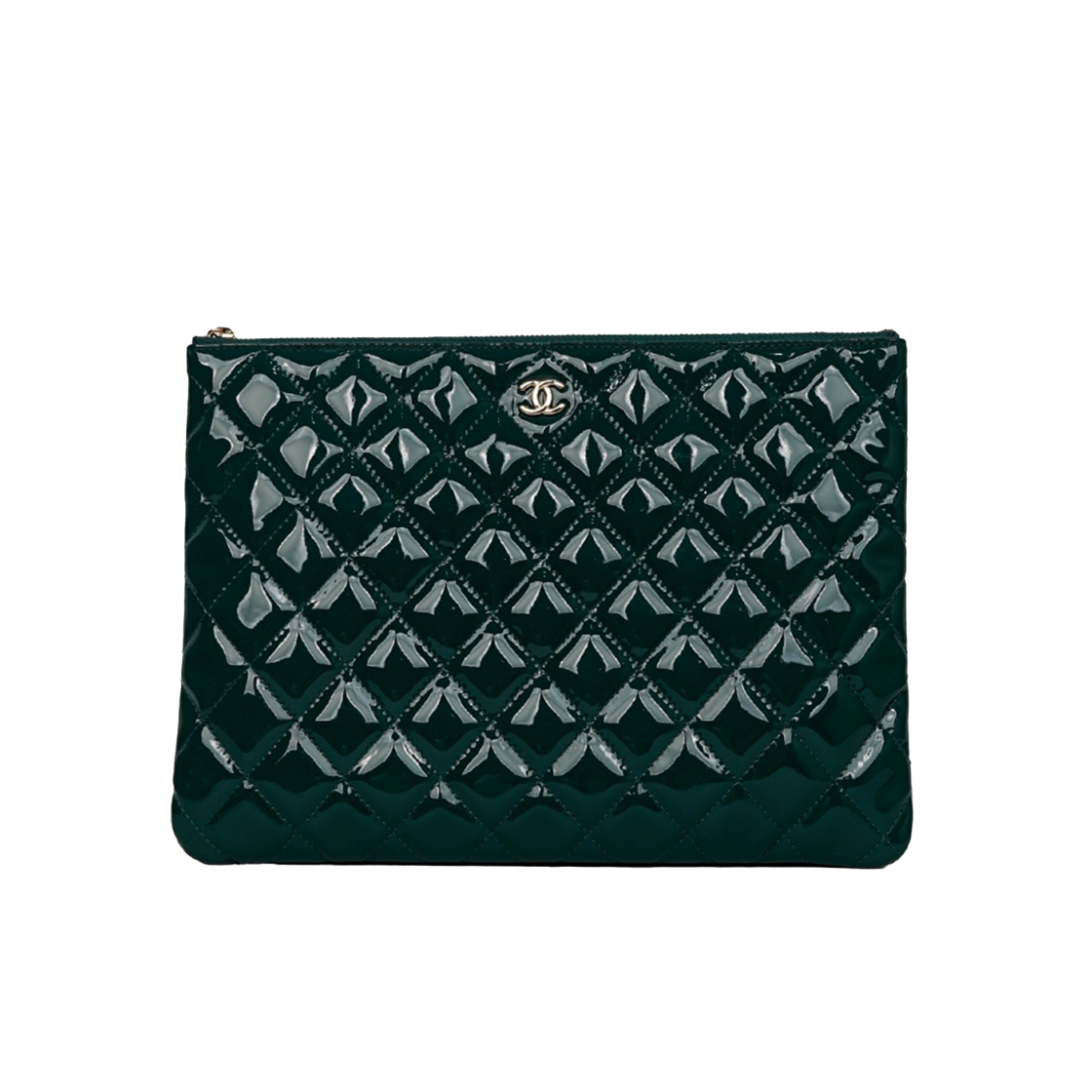 ITWL3LWIHS2V Chanel Classic Patent New Medium Clutch in Green 25 Series