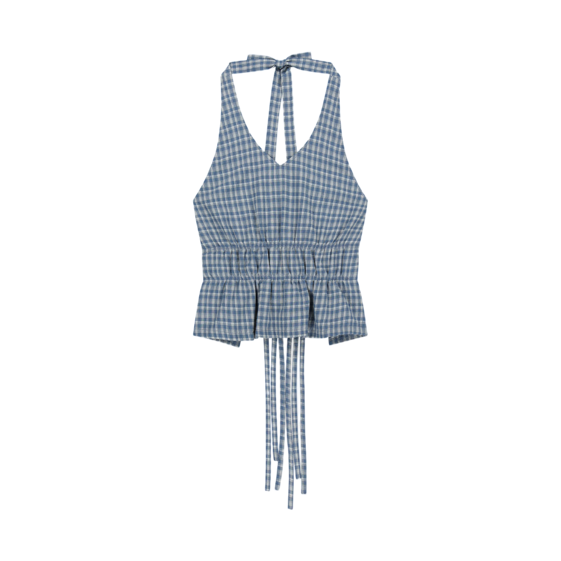 MK2634BL002MBL (W) Matin Kim Halter Neck Shirring Blouse In Blue
