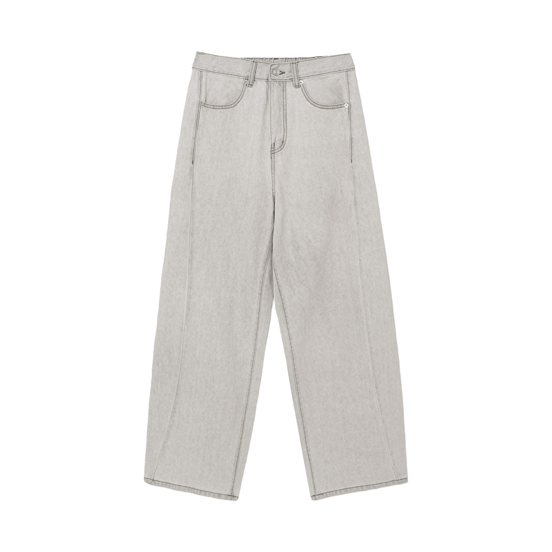 (W) 에잇세컨즈 하프 밴딩 벌룬핏 라이트웨이트 데님 라이트 그레이 실버((W) 8seconds Half Banding Balloon Fit Lightweight Denim Light Gray Silver)