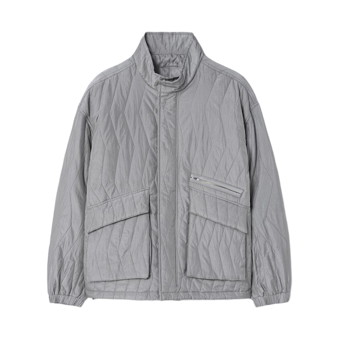 에잇세컨즈 라이트웨이트 퀼팅 패디드 칼라 블루종 그레이 앤틱 실버(8seconds Lightweight Quilting Padded Collar Blouson Gray Antique Silver)