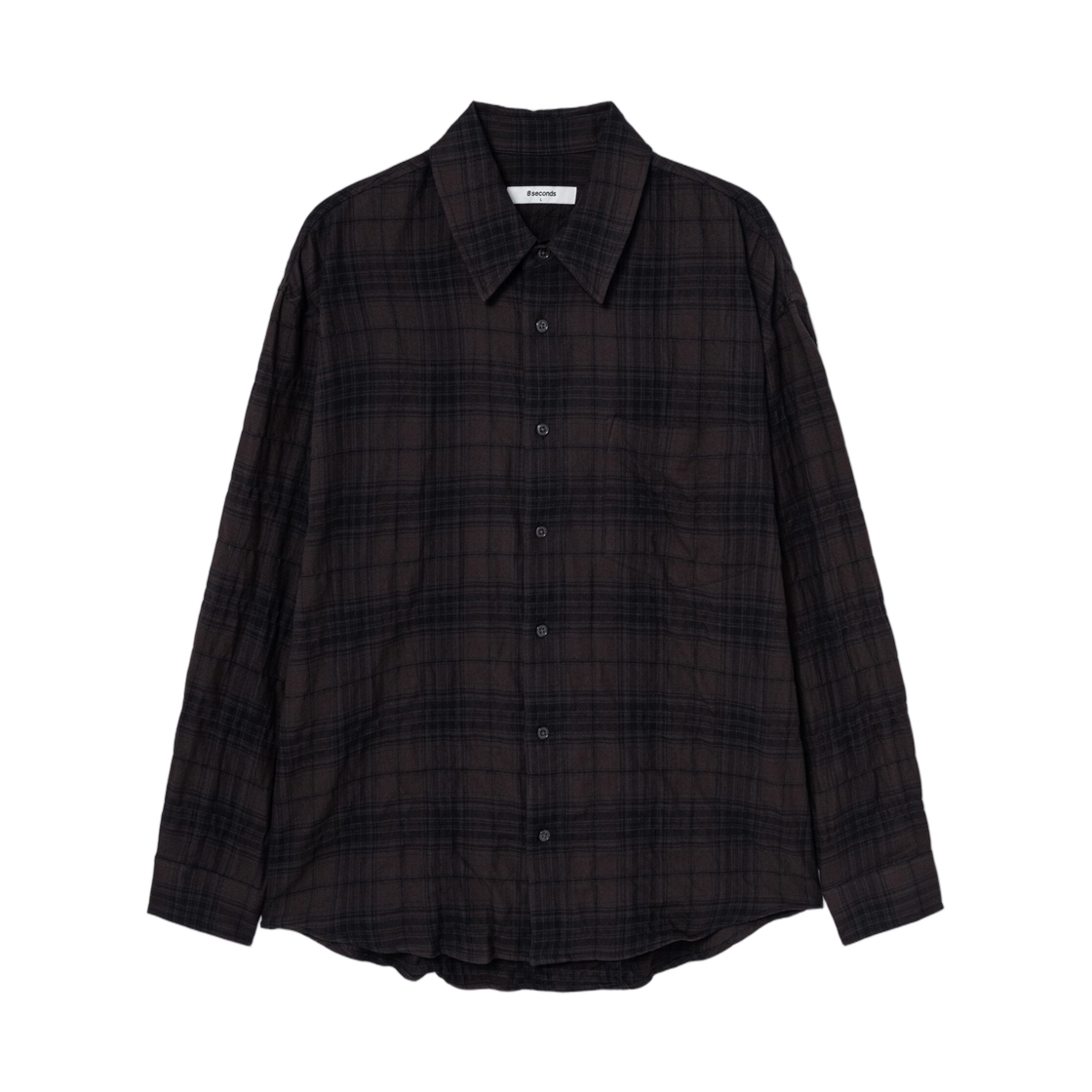 215164BY3D 8seconds Over Fit Check Shirt Brown