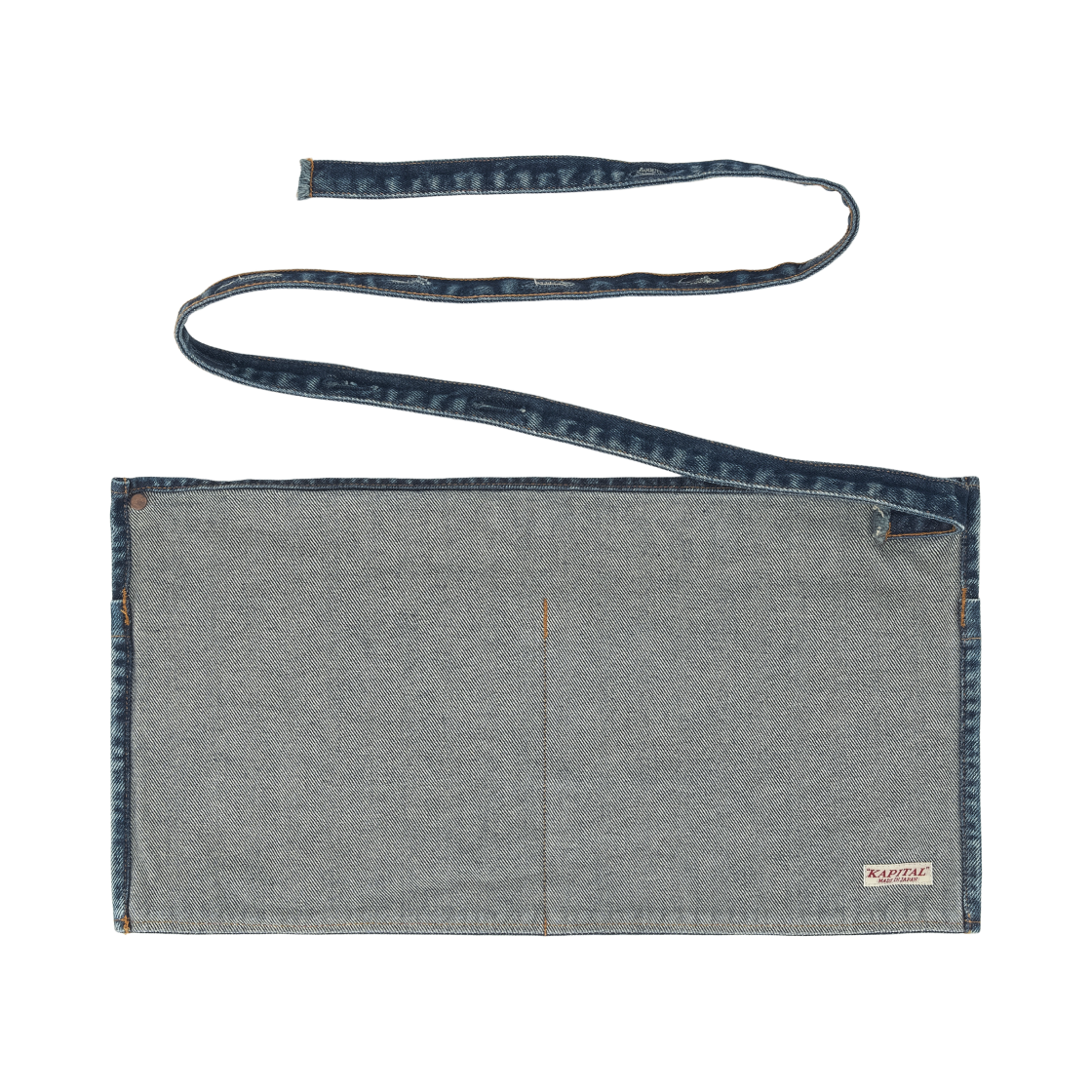캐피탈 13온즈 데님 데미지 데님 리페어pt 숏 애드 앞치마 옐로우 (프로세싱)(Kapital 13 oz. Denim Damaged Denim Repairspt Short Ad Apron Yellow (Processing)) - 2