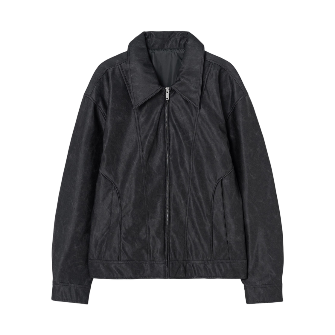 42523ZLY44 8seconds Fake Leather Vertical Line Jumper Ash