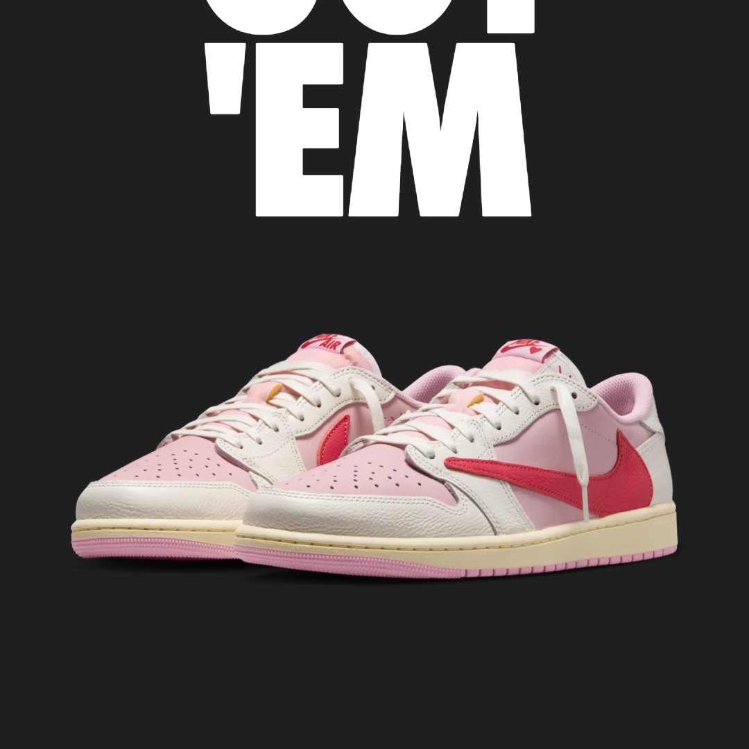 Jordan 1 x Travis Scott Retro Low OG SP Sail Tropical Pink 착용 스타일