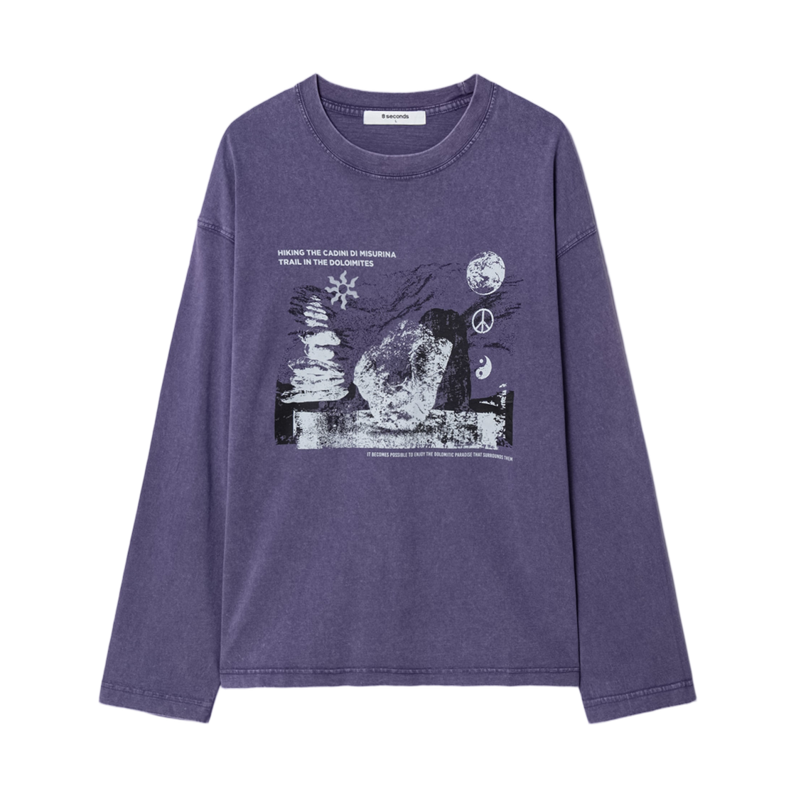 에잇세컨즈 가먼트 다잉 모노 그래픽 티셔츠 퍼플(8seconds Garment Dyeing Mono Graphic T-Shirt Purple)