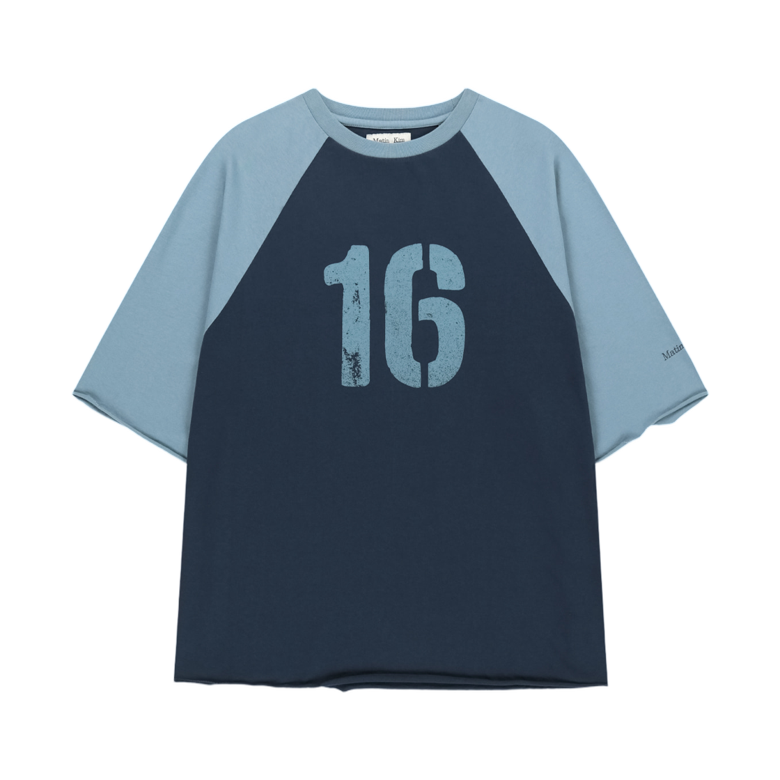 MK2634TS318UNA Matin Kim Raw Edge Raglan Top In Navy