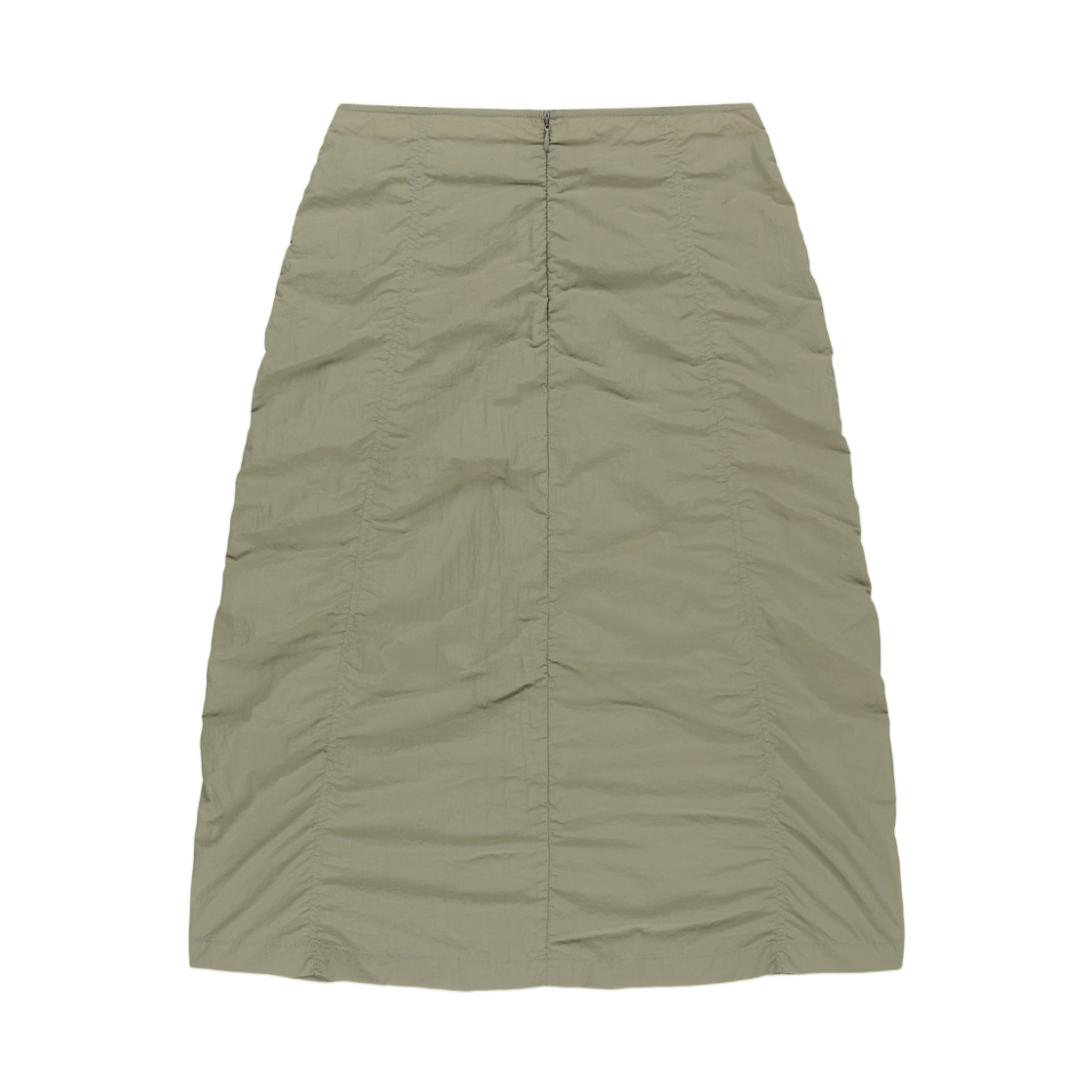 (W) 마뗑킴 나일론 셔링 미디 스커트 라이트 카키((W) Matin Kim Nylon Shirring Midi Skirt In Light Khaki) - 2