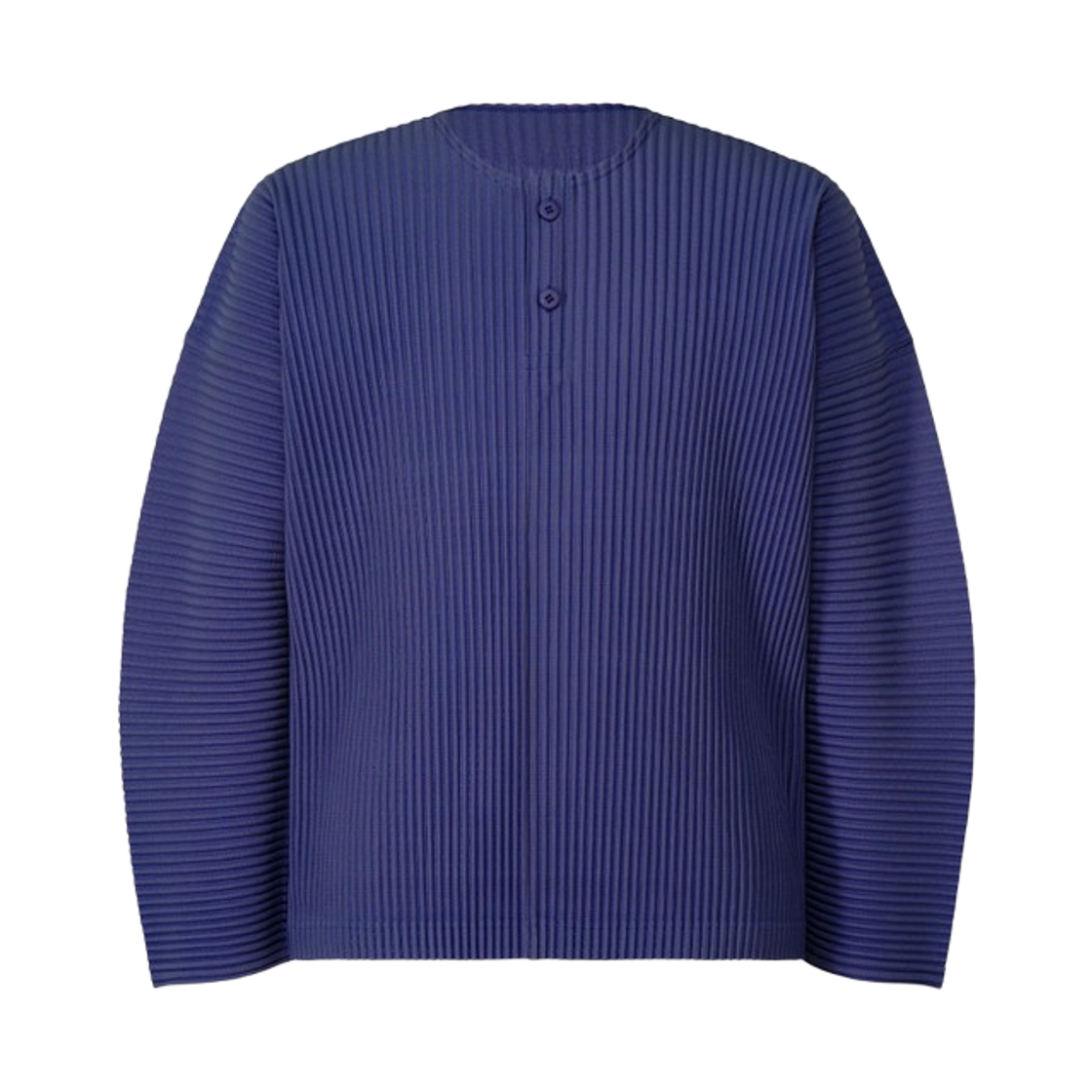 HP61-JK023-74 Homme Plisse Issey Miyake MC February Henley Neck Top PF Buoy Blue