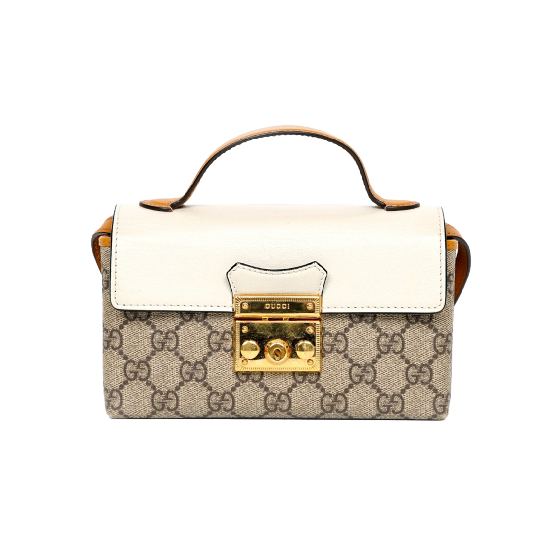 IT6PHBQRLEMA Gucci GG Supreme Padlock Mini Bag White 652683
