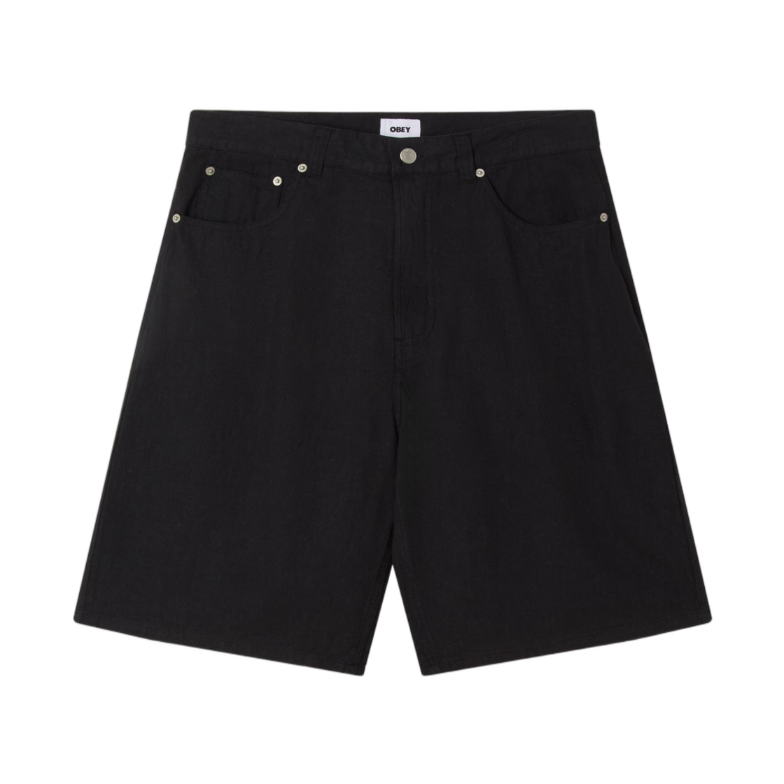 오베이 배기 리넨 데빈 쇼츠 블랙(Obey Baggy Linen Devin Shorts Black)