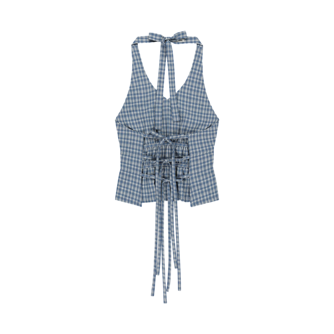 (W) 마뗑킴 홀터 넥 셔링 블라우스 블루((W) Matin Kim Halter Neck Shirring Blouse In Blue) - 2