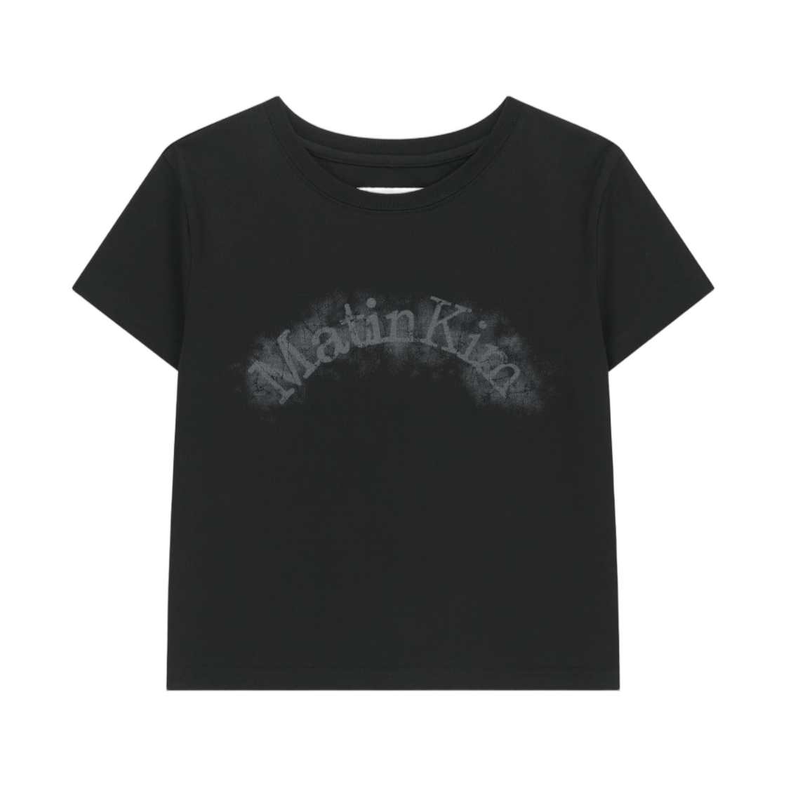 (W) 마뗑킴 아치 로고 크롭 탑 블랙((W) Matin Kim Arch Logo Crop Top In Black) - 1