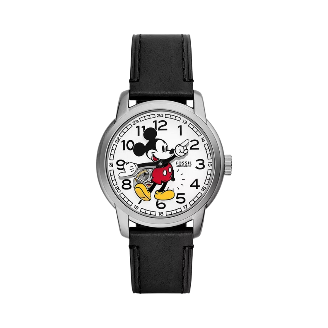 파슬 미키 앤 프렌즈 오토매틱 쓰리핸드 40mm 스페셜 에디션 클래식 미키 마우스 블랙 화이트(Fossil Mickey and Friends Automatic Three-Hand 40mm Special Edition Classic Mickey Mouse Black White)