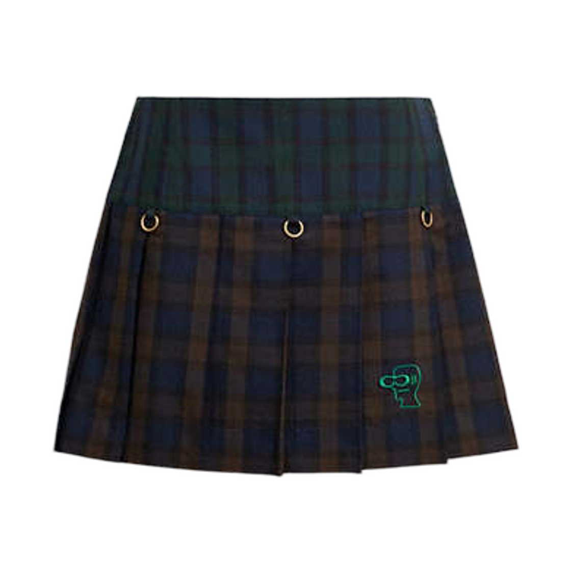 (W) 코치 x 브레인 데드 미니 플래드 플리티드 스커트 다크 브라운((W) Coach x Brain Dead Mini Plaid Pleated Skirt Dark Brown) - 1