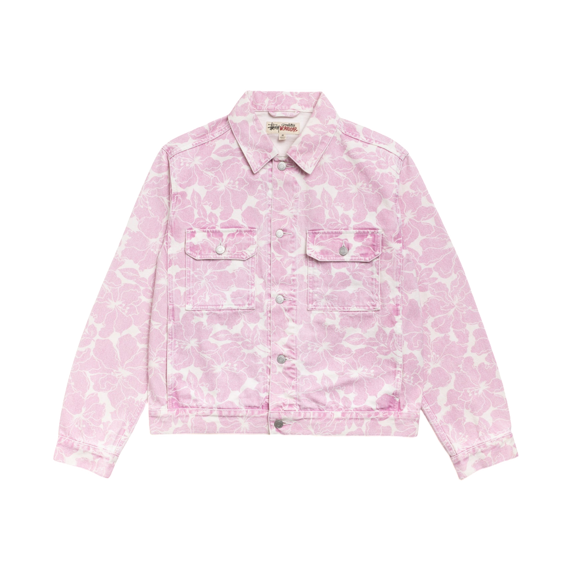 115988 Stussy Denim Trucker Jacket Pink Hawaiian