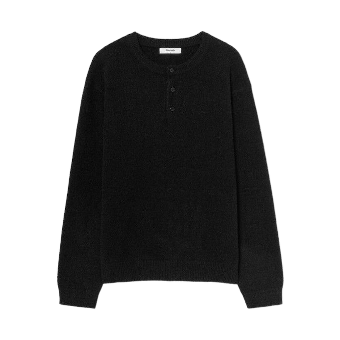 에잇세컨즈 헨리넥 니트 풀오버 블랙(8seconds Henley Neck Knit Pullover Black) - 1