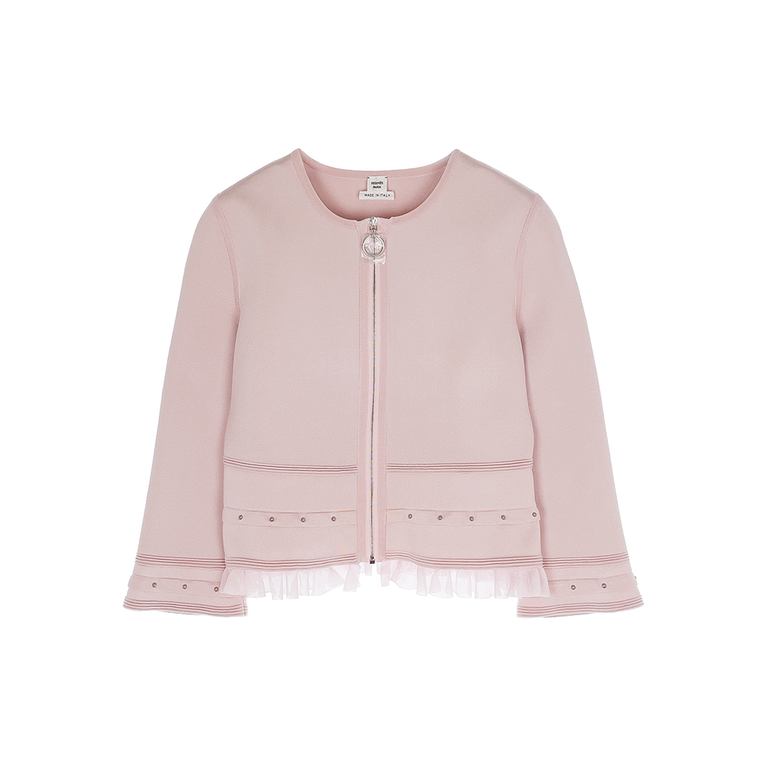 IT3SPJ9DW3AL Hermes Silk Zip Jacket Rose Crepe