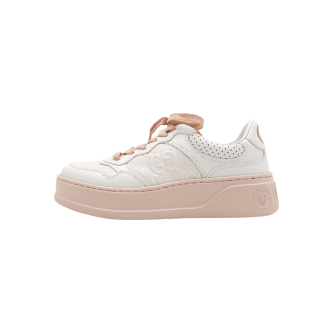 ITULJSTW5JIF Gucci 684911 White Pink GG Embossed Women Sneakers