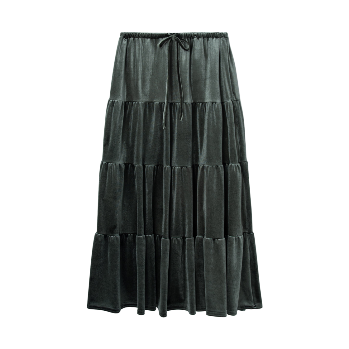 (W) 에잇세컨즈 맥시 렝스 벨벳 스커트 카키((W) 8seconds Maxi Length Velvet Skirt Khaki)