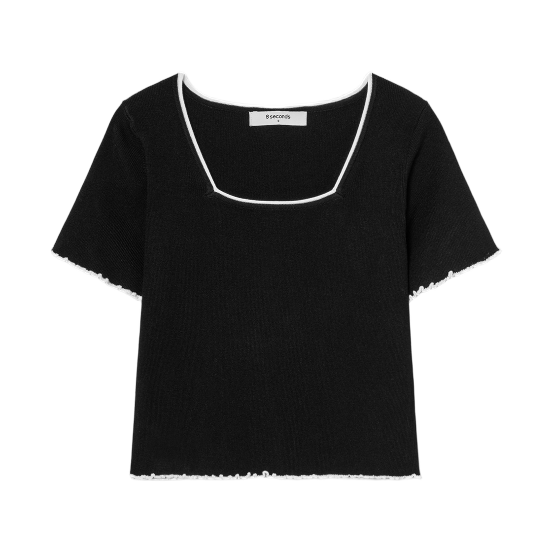 355451LYM5 (W) 8seconds Square Neck Cropped Pullover Black